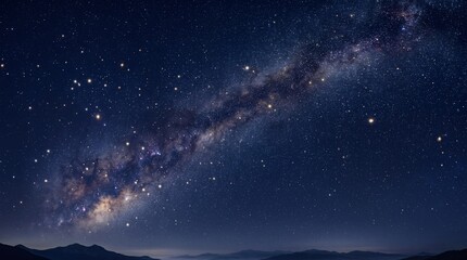 Fototapeta premium Vibrant Milky Way Galaxy Over Mountain Silhouette Night Sky