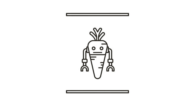 Carrot Robot Icon: Futuristic Food Technology, Healthy Eating, AI Agriculture, Organic Produce