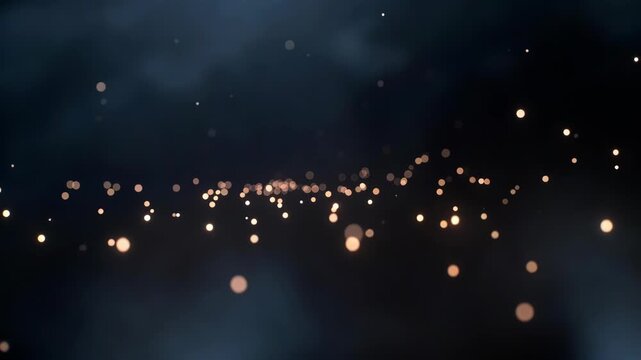 Warm blurred glowing orbs in soft style on a dark backdrop, concept of calm ambience and dreamy atmosphere softness