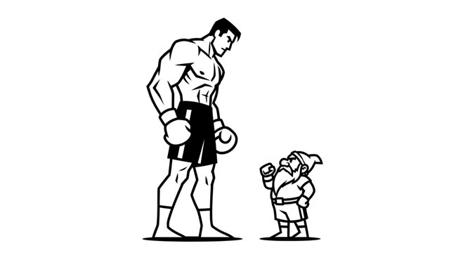 Boxing Match: Giant Boxer vs. Tiny Gnome Fighter