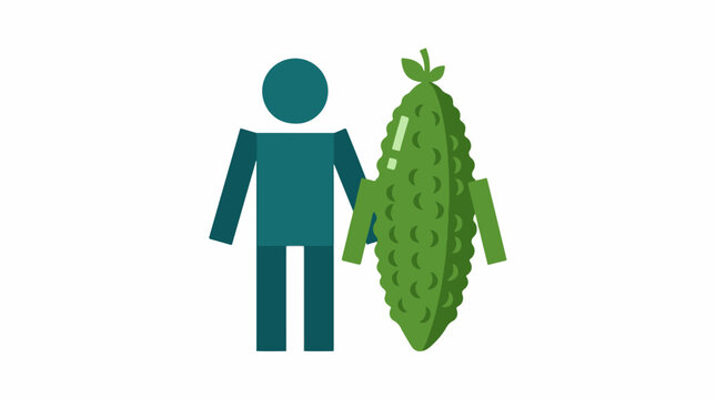 Person standing with bitter melon vegetable icon