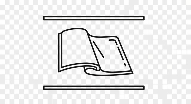 Open Book Icon on Transparent Background, Simple Line Art for Education and Knowledge Concepts