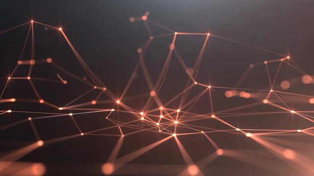 Glowing connected points and lines in abstract style on dark background, concept of digital communication and futuristic network