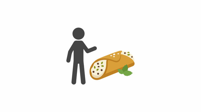 Person standing next to large Italian cannoli pastry