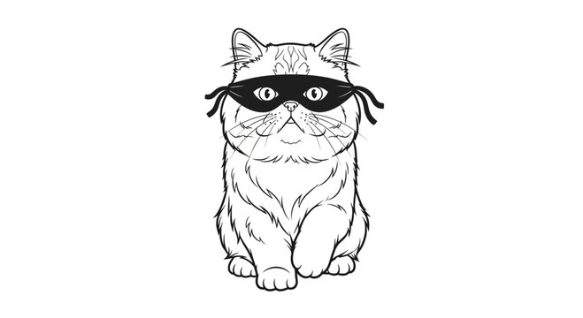 Funny Cat Bandit Wearing Mask, Cute Exotic Shorthair Kitten Bandit, Playful Pet Thief
