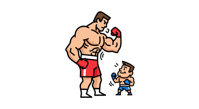 Tiny Boxer Challenges Muscular Giant Boxer in Boxing Ring
