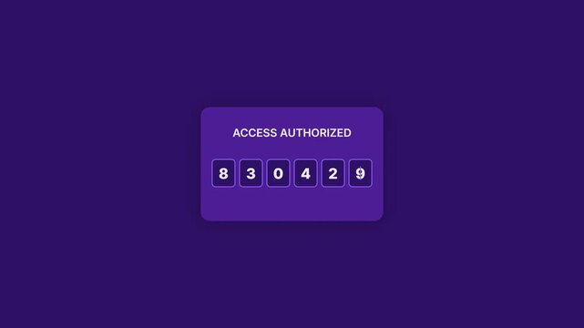 Six-digit OTP verification input field, modern UI interface, secure access code entry form, purple background web component for authentication flow.