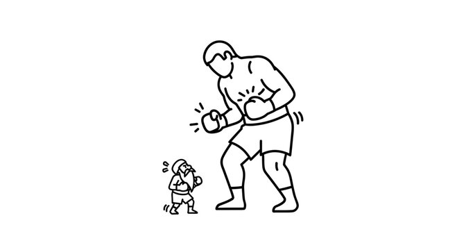 Tiny Boxer vs Giant Boxer, David vs Goliath, Underdog Concept, Sports Competition