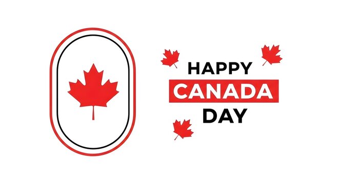 Canada day transparent graphic maple leaf emblem and festive typography design