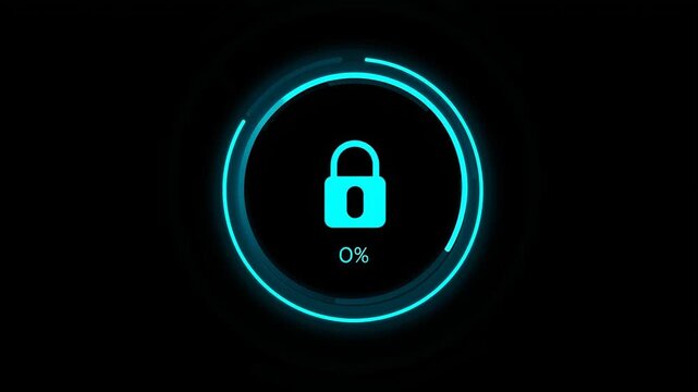 Mel neon padlock displays circular progress at zero percent