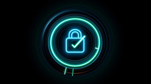 Futuristic identity verification interface with glowing elements in dark background