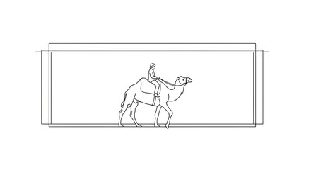 Fototapeta premium Camel Rider Silhouette in Desert Landscape