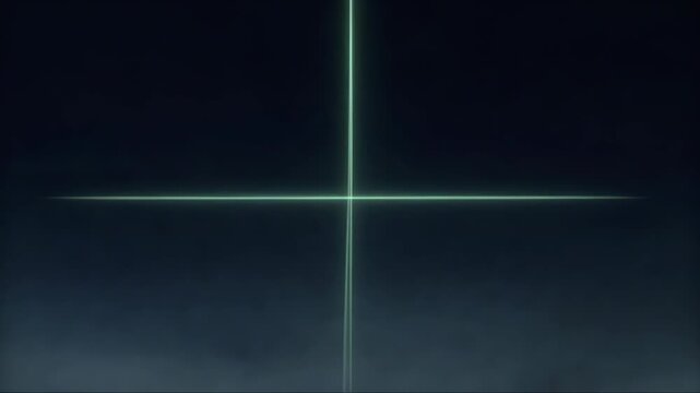 A thin glowing horizontal light line in minimalistic style on a dark misty background, concept of energy flow