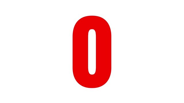 5 seconds countdown timer on white background. 5 second red number