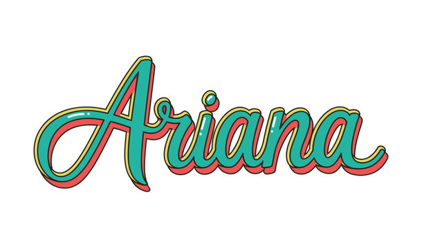 Retro Style Ariana Lettering Vector Illustration Isolated on White for Creative Design