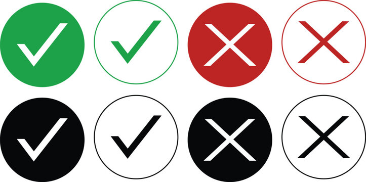 Minimalist checkbox icons set, black outline square and check mark vector, simple UI elements for digital survey forms