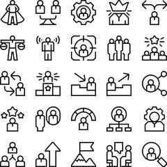 Fototapeta premium Collection of diverse flat icons depicting various human activities roles and technology concepts isolated on transparent background