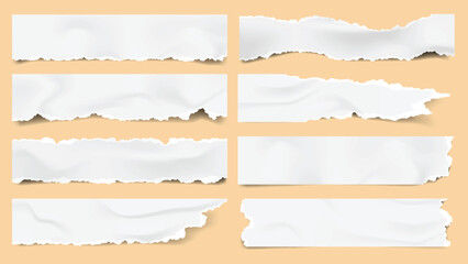 Fototapeta premium Collection of Torn White Paper Edges Isolated on Transparent Background for Creative Design Projects