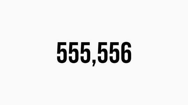 0 to 1 Million Number Counter Animation on Transparent Background in 4K