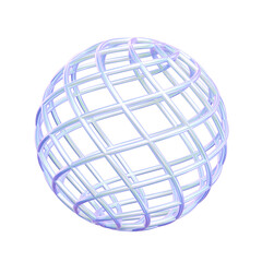 3D Y2K Iridescent Holographic Grid Sphere © PIONE STUDIO