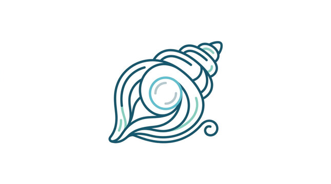 Stylized Seashell Illustration with Swirling Lines.