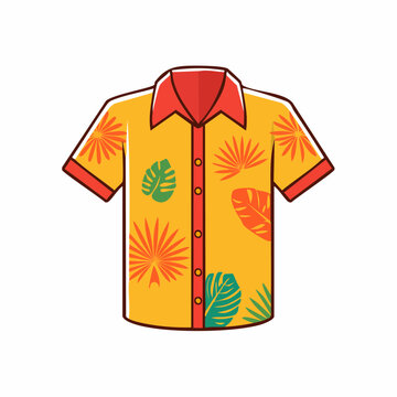 Hawaiian Shirt with Tropical Leaf Pattern