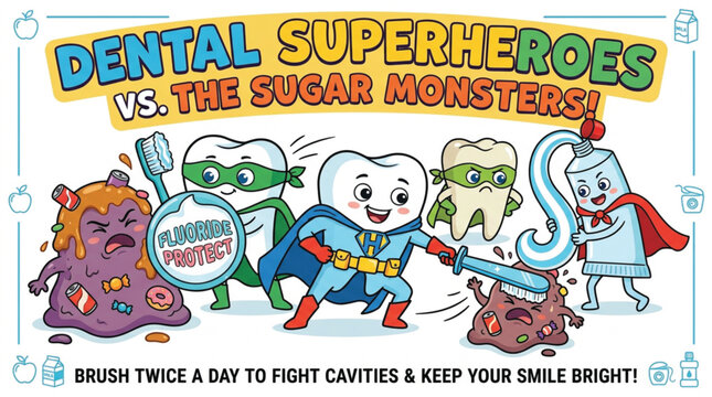 vector illustration of a dental super heroes 