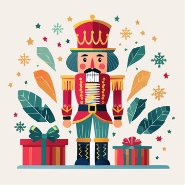 Nutcracker Soldier with Gifts and Festive Decorations