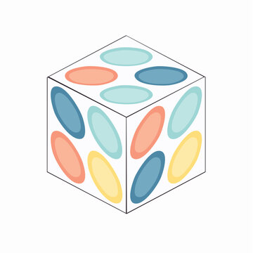 Abstract Cube with Colorful Oval Patterns