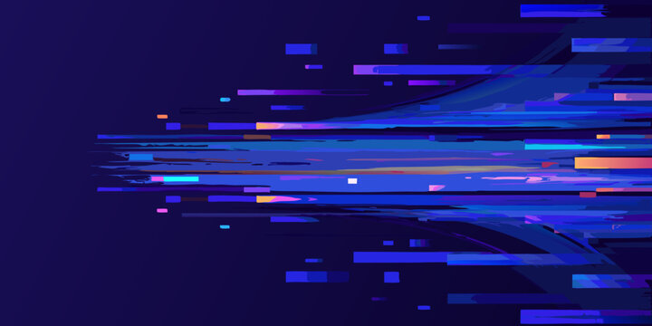 abstract geometric pattern with horizontal rectangles and vibrant blue tones