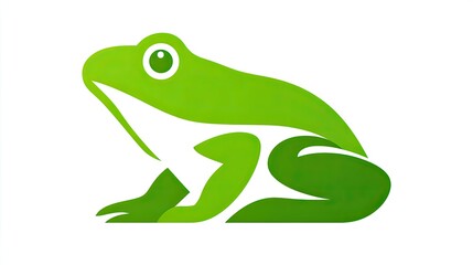 Fototapeta premium Stylized graphic design features a bright green amphibian silhouette with white negative space accents against a plain background.