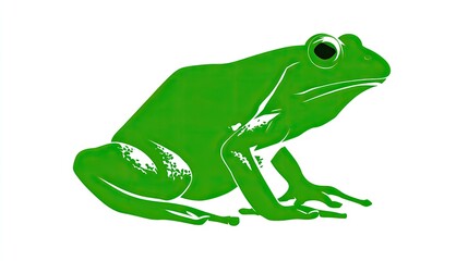 Fototapeta premium Stylized green amphibian creature illustrated in profile against a white background