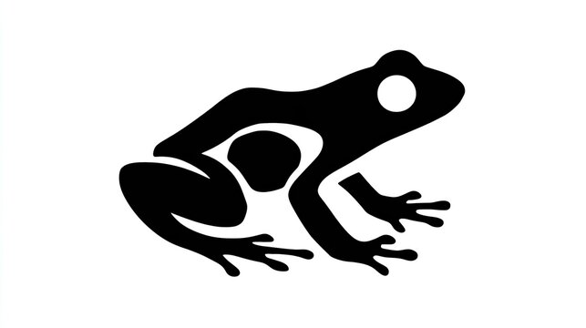 Stylized black silhouette graphic of an amphibian creature on a white background