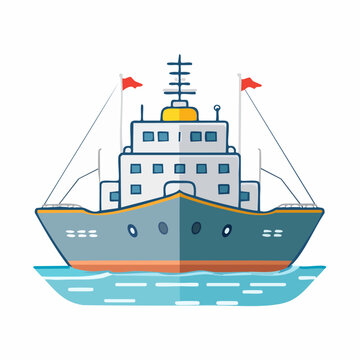 Flat Design Cruise Ship Illustration
