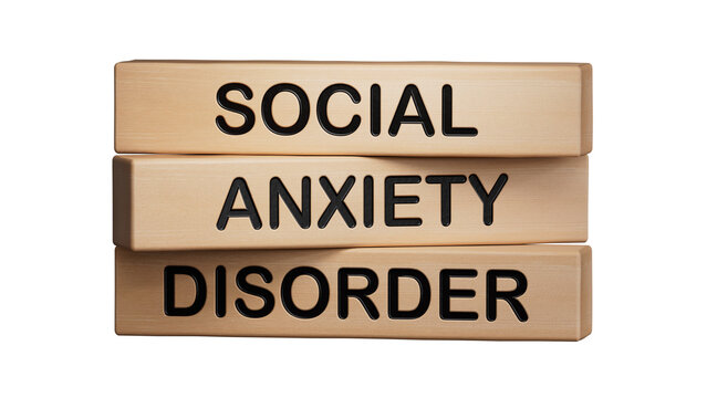 Social Anxiety Disorder symbol. Concept words Social Anxiety Disorder on wooden blocks.Healthcare and Social Anxiety Disorder concept.Supports PNG files with transparent backgrounds.