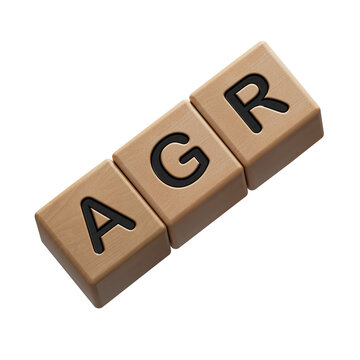 agr word on wooden cube.close up of wooden elements,Business Concept.Supports PNG files with transparent backgrounds.