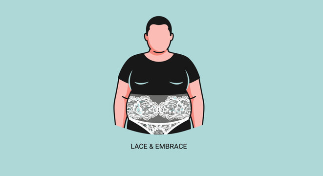 Plus size man wearing lace pattern over black shirt