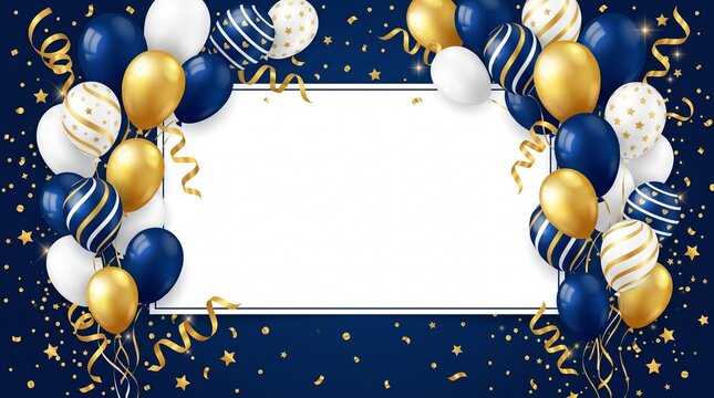 Celebratory balloon border with confetti ideal for party invitations and event announcements