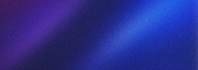 Obraz premium Abstract grainy gradient background with vibrant blue and purple light beams featuring textured film grain effect for modern creative graphic design projects and backdrop.