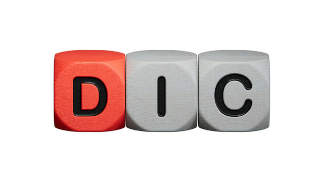 The word dic is written on wooden cubes. Medical concept.close up of wooden elements,Business Concept.Supports PNG files with transparent backgrounds.