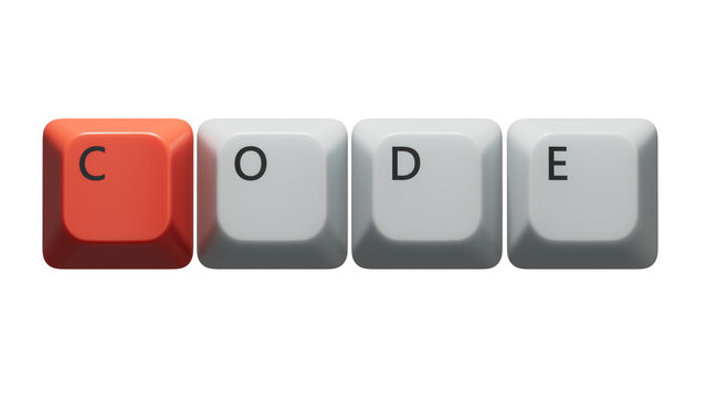 The word code written on Computer keyboard keys and wooden background.close up of Computer keyboard keys,Business Concept.Supports PNG files with transparent backgrounds.