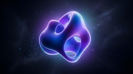 Fototapeta premium Abstract 3D Fluid Sculpture with Neon Glow