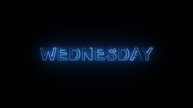 Glowing colorful neon text month of wendesday Neon light sign with the name of the day of wendesday. Abstract glowing wednesday text neon light effect- 4k animation neon week day