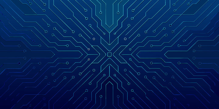 abstract circuit board pattern with intersecting lines and connection points blue gradient
