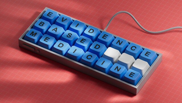 Evidence Based Medicine symbol. Concept word Evidence Based Medicine on Computer keyboard keys.Medicine and Evidence Based Medicine concept.3D rendering