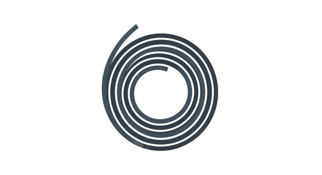 Isolated Black Coiled Spring Wire Graphic Illustration.