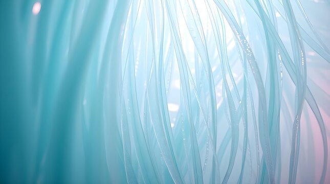 Abstract Translucent Blue Slime Strands Macro Texture Background with Soft Light