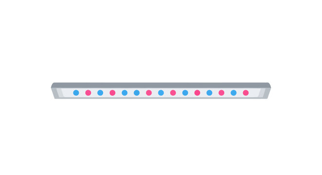 Colorful LED light strip with multiple diodes.