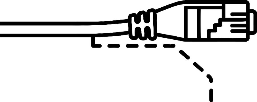 Ethernet cable plug with dashed line connection path