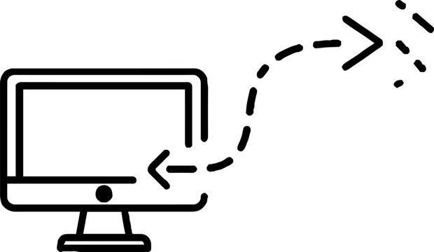 Desktop monitor with bidirectional data transfer arrows